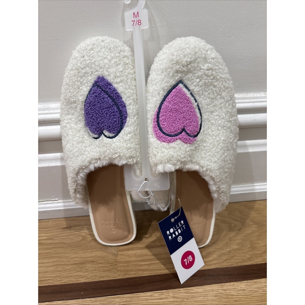 Disco Hearts Wave Fuzzy House Slipper - Roller Rabbit X Target - Size 7-8 - NWT